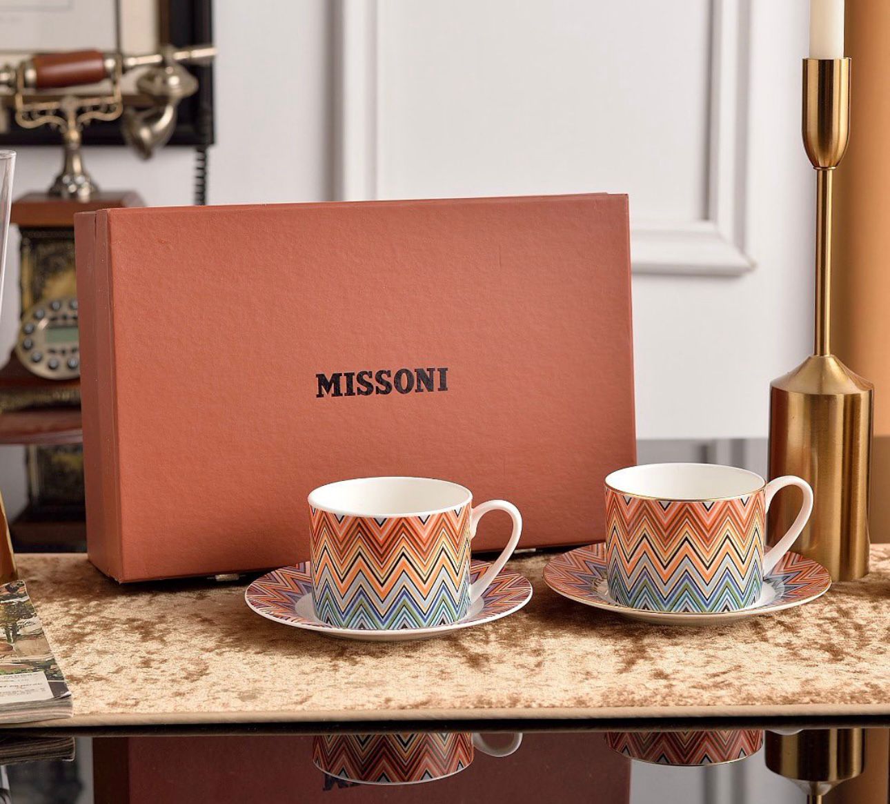 Missoni tea cups set of two cups with saucers